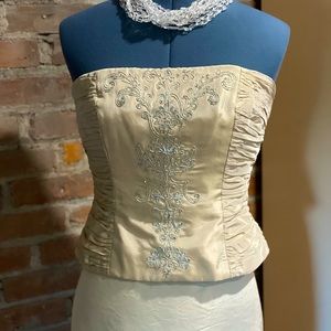 Badgly Mishka Beaded/Embroidered Silk Halter Top